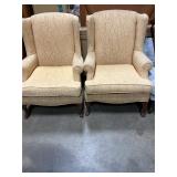 Matching Wing Back Yellow Chairs wood legs