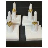 Costume gold plated rings Sizes 7 ,7 1/2 & 8