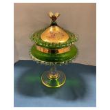 Italian glass compote 11'tall