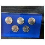 2001 US mint state quarters in lucite paperweight