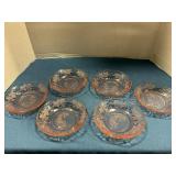 6 Pink depression glass 5' dessert dishes