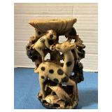 Vintage soap stone carved inkwell  6' tall