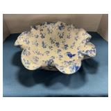 Bybee spongeware ruffled edged 12' bowl