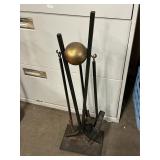 Brass & iron fireplace tool set
