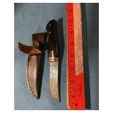 Damascus knife with sheath