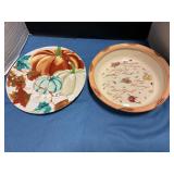 Glass pie pan & pumpkin design platter