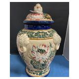 Chinese Majolice Pottery Ginger Jar 16" T