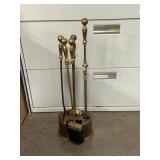 Brass fireplace tool set