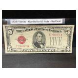 1928 F Five dollar US red seal note