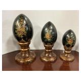 Hand-painted egg decor set of three