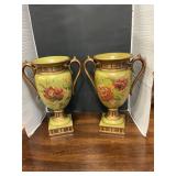 Vintage Hand-painted Raymond Waite Trophy Vase set