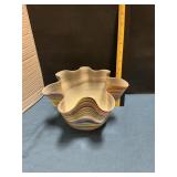 Glass Ruffled hand-blown art glass bowl