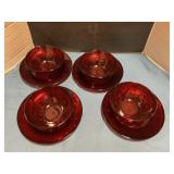 Vintage Luminare Ruby red  glass bowls & plates