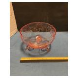 3 footed Depression glass bowl