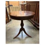 Wood side table 22" R x 26" T