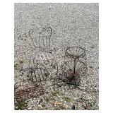 Three metal outdoor planters