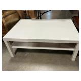White two-tier table 48"L x 31" W x 18" T