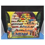 Vintage Arcade cast iron tin sign 14" x 12"