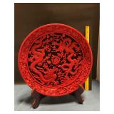 Cinnabar plate with stand