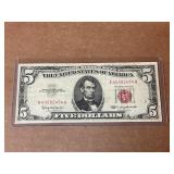 1963 Red Seal Five Dollar Bill