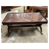 Coffee table wood w/ glass top 36" x 19" x 17"