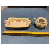 Nippon Porcelain hand-painted bowl & butter dish