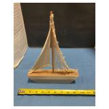 Wood sail boat 12" T