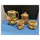 Fruit-themed ceramic tea set