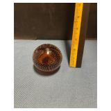 Amber bullicante bubble glass paperweight