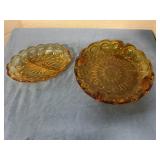 Amber glass divider dish/ashtray