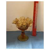 Unmarked Fenton Amber Thumbprint compote