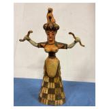 Handmade snake goddess figurine 10ï¿½ tall