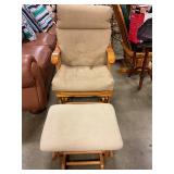Oak Rocker Glider W/ ottoman