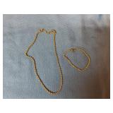 Unmarked 14k Gold plated Necklace & bracelet