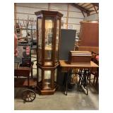 Curio cabinet with glass shelves &light