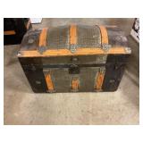 Antique hump back steamer trunk chest