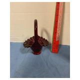 Fenton Red Ruby Hobnail Basket