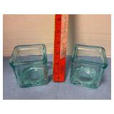 Vintage square glass votive candle holders