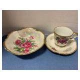 Rose pattern bowl & cup/saucer set
