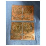 Vintage copper printing plates
