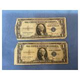 2- 1935-D $1 Silver Certificate w/ blue seal