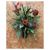 Wall pocket vase w/ floral arrangement