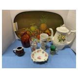 Platter, pitchers, teapot & bowl