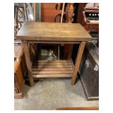 Rustic wood side table w/slatted bottom shelf