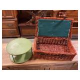 Wicker basket & lazy Susan