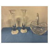 Crystal glass basket bowl /crystal candlesticks