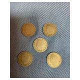 5-Liberty Head Nickel assorted dates