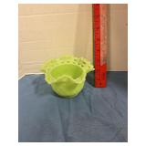 Fenton lime green candy dish
