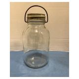 Vintage quart glass jar W/wire handle