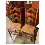 2-wood Latter back w/ woven rush seats